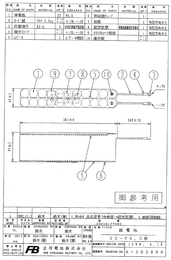 22-F6.0 古河電池 認定品 W型 丸端子 24V6.0Ah 認定品 【受注品2~3ヶ月】