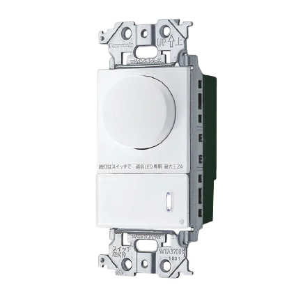 WTY22473W パナソニック アドバンスシリーズ リンクプラス LED調光スイッチ 2線式・親器・受信器・3路配線対応形 ロータリー式 適合LED専用3.2A 逆位相タイプ マットホワイト)