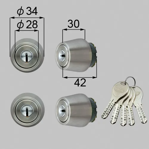 DCZZ1411 LIXIL・トステム 純正部品 ドア錠セット GOAL V18シリンダー 玄関ドア部品 本体2個 キー5個セット