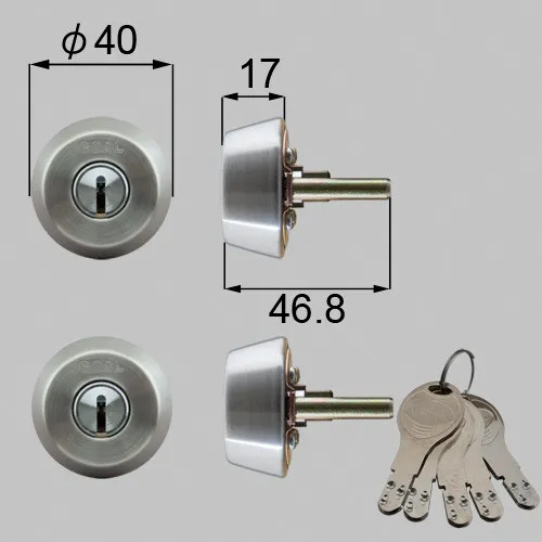 DCZZ1301 LIXIL・トステム 純正部品 ドア錠セット GOAL D9シリンダー 勝手口ドア部品 本体上下各1個 キー5個セット