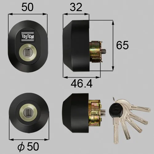 Z-2A3-DCTC LIXIL・トステム 純正部品 ドア錠セット ユーシン Wシリンダー 楕円+丸型 玄関ドア部品 本体2個 キー5個セット