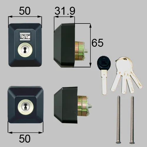 D5GZ2003 LIXIL・トステム 純正部品 ドア錠セット ユーシン Wシリンダー 長方形 玄関ドア部品 本体2個 キー5個セット