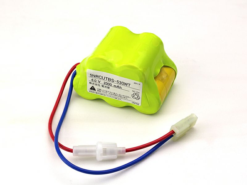 5NR-CU-TB相当品 (同等品) 東芝ライテック製非常灯器具用交換電池  6.0V2000mAh ＜年度シール付き＞ コネクター付きそのまま取付できます。