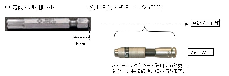 EA611GR-106 エスコ 5/32"x50mm [Hex-Plus]ドライバービット