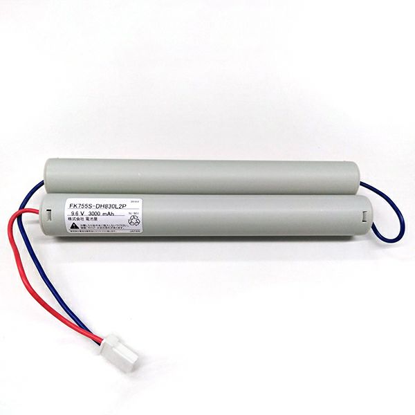 FK755相当品 パナソニック製非常灯器具用交換電池  9.6V3000mAh ＜年度シール付き＞ コネクター付きそのまま取付できます。