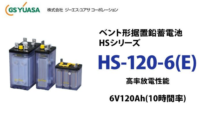 【受注品】HS-120-6(E) ベント形据置鉛蓄電池 GS YUASA製 6V120Ah（10時間率）