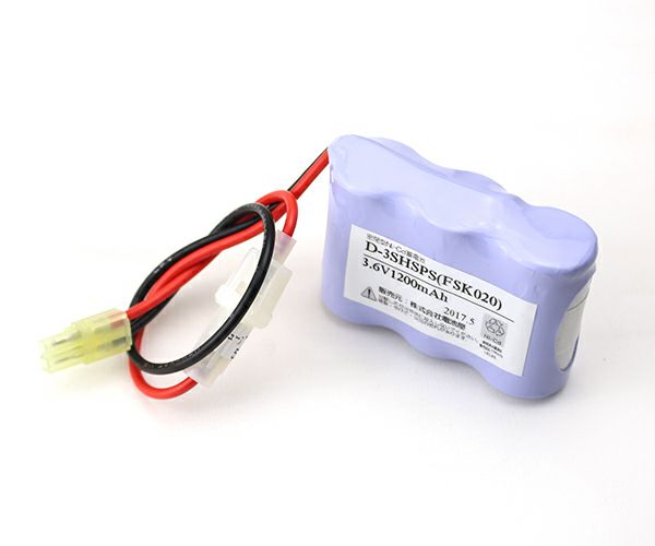 N-3SHSP相当品 （FSK020相当品）　SANYO製誘導灯用交換電池  3.6V1200mAh(1800mAh電池使用) ※ヒューズ付き＜年度シール付き＞ コネクター付きそのまま取付できます。