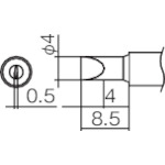 T12-D4 白光　こて先　４Ｄ型【発注単位：1】